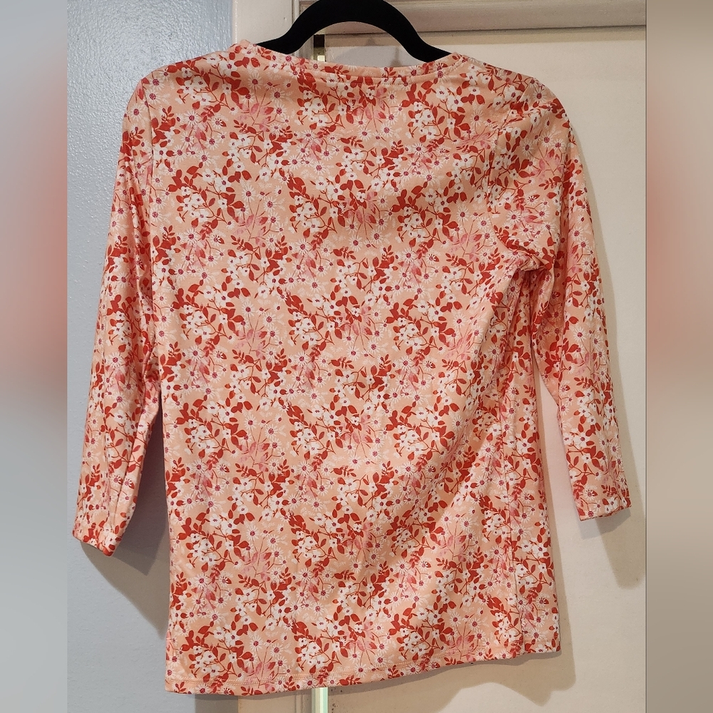Women's L.L. Bean Floral 3/4 Sleeve, size XS-Reg NWT - Picture 5 of 8